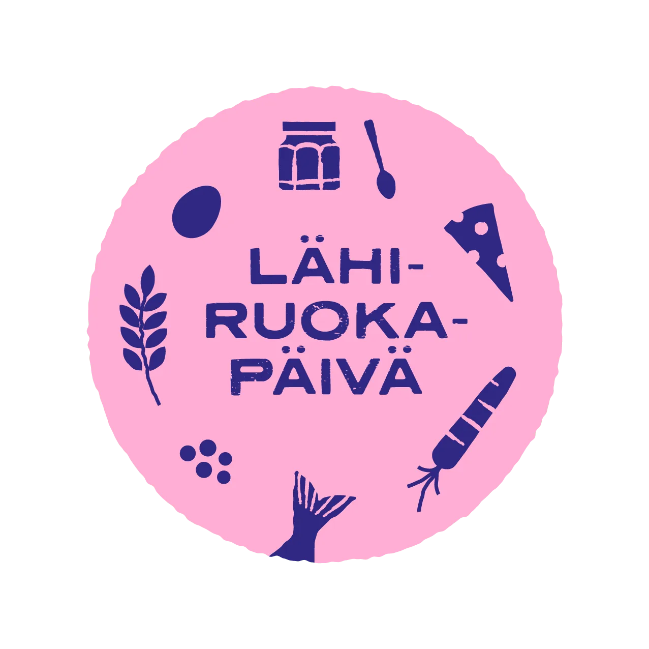 Lähiruokapäivän 2023 tunnus vaaleanpunaisella pohjalla