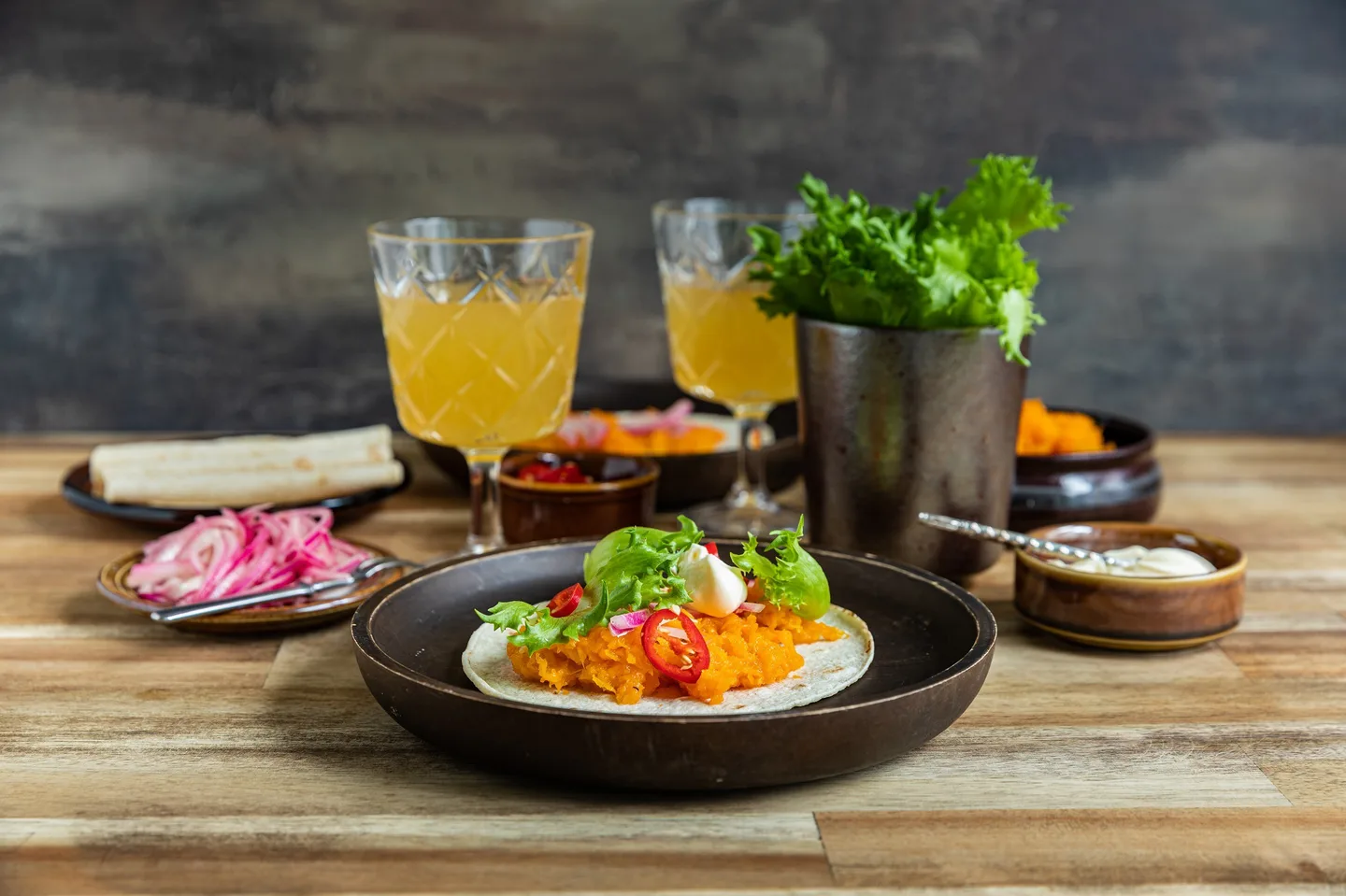 Nyhtökurpitsatortillat