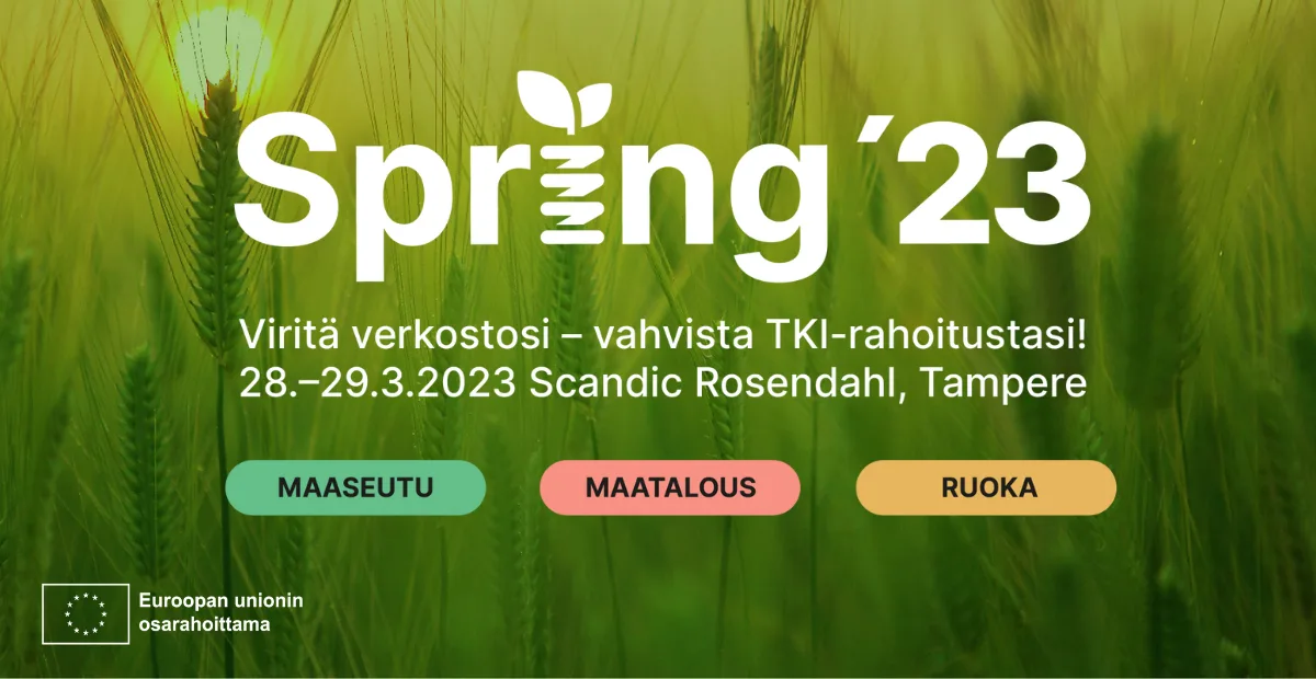 Spring23 tapahtuma 28.-29.3.2023 Scandic Rosendahl, Tampere, Viritä verkostosi - vahvista TKI-rahoitustasi!